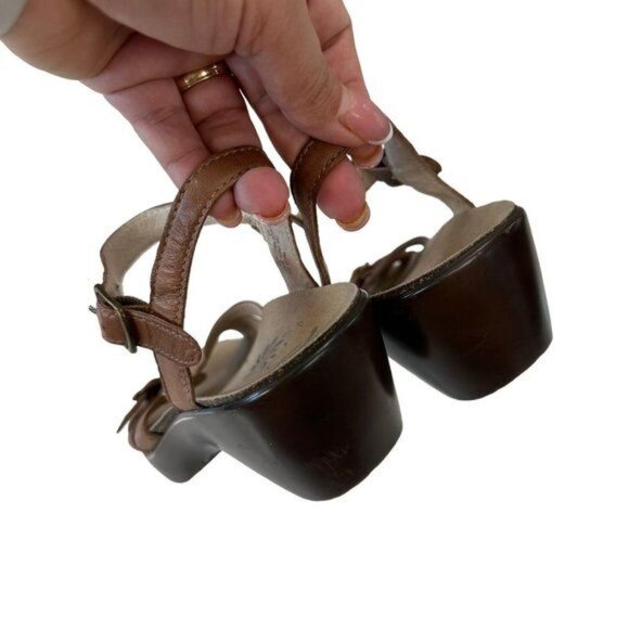 Abeo Bio Sistem Wedge Sandals Women SZ N6 Brown Leather Adjustable Buckle Strap - Picture 5 of 13